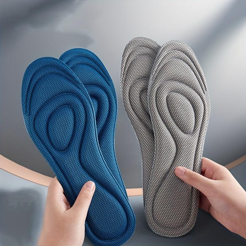 Grey Sports Insoles 4D Anti-odor High Elastic Sweat Absorption Breathable