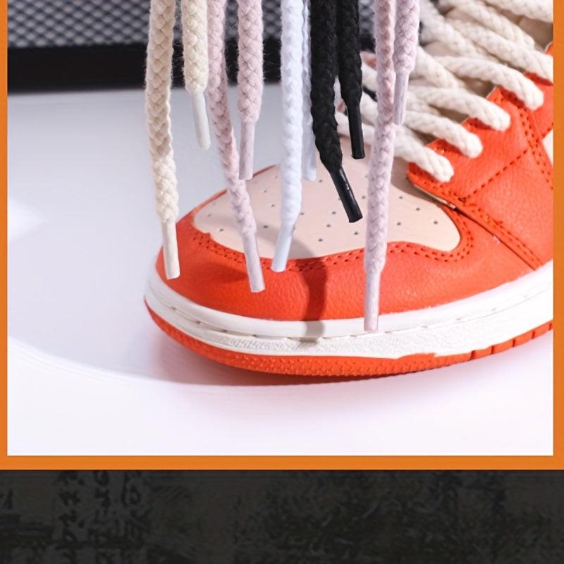 Linen Weave 7mm Round Shoelace High Canvas Sneakers