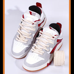 Linen Weave 7mm Round Shoelace High Canvas Sneakers