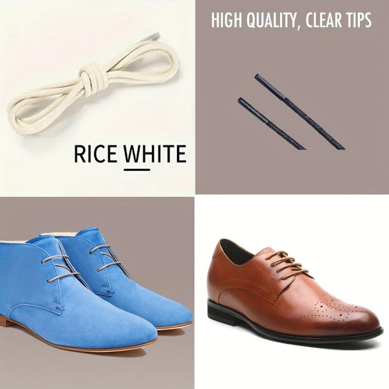Cotton Waxed Shoelaces Solid Round Oxford Shoe Laces - Waterproof