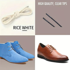 Cotton Waxed Shoelaces Solid Round Oxford Shoe Laces - Waterproof