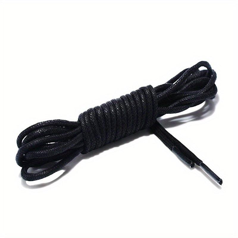 Cotton Waxed Shoelaces Solid Round Oxford Shoe Laces - Waterproof