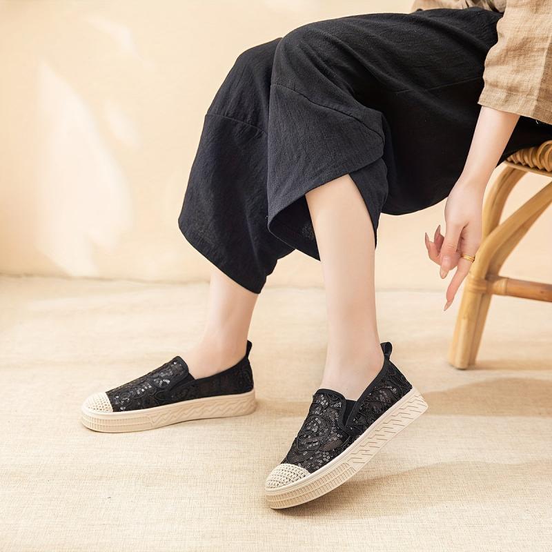 Sequins Decor Loafers Slip On Outdoor Shoes