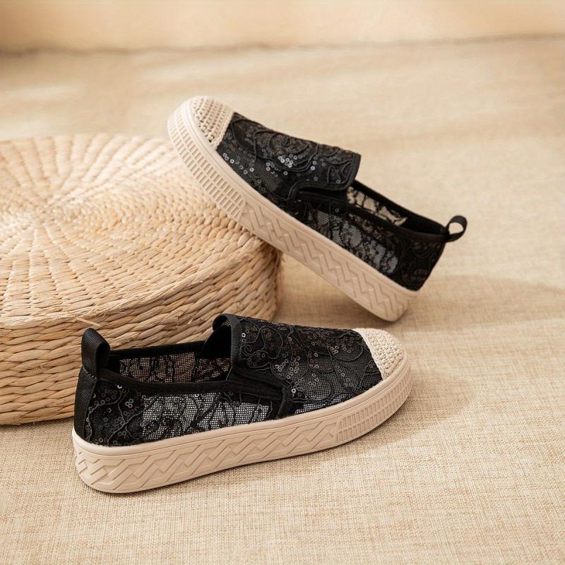 Sequins Decor Loafers Slip On Outdoor Shoes