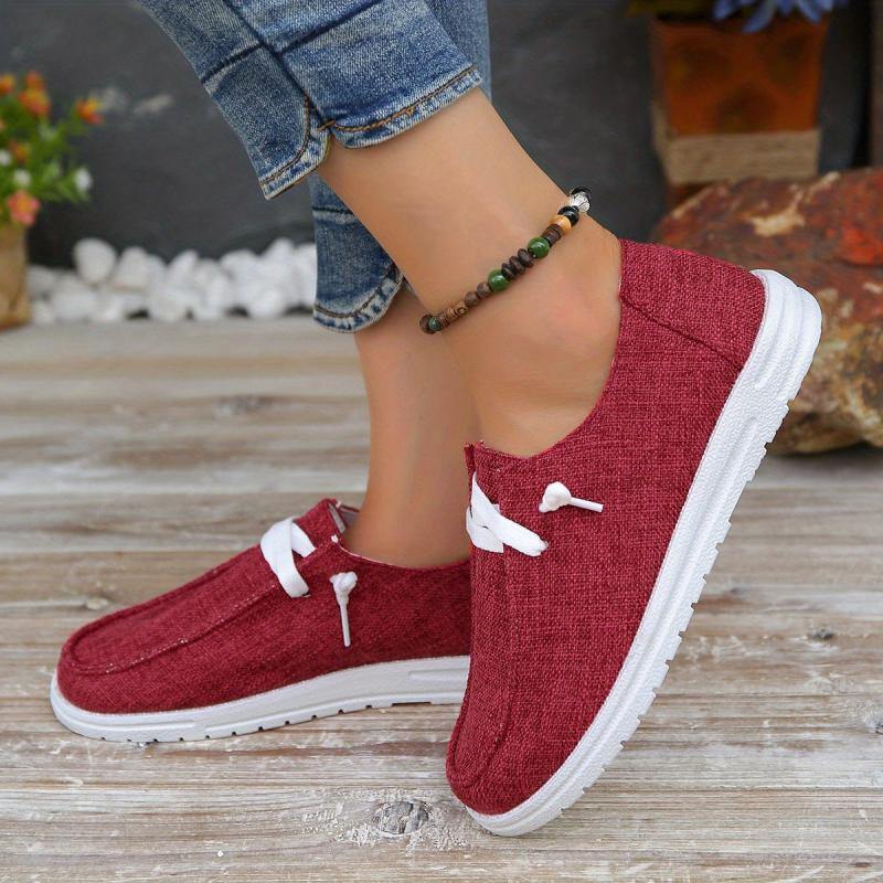 Women's Solid Canvas Shoes Casual Lace Up Outdoor Shoes Lightweight Low Top