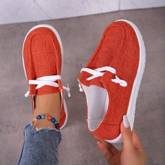 Women's Solid Canvas Shoes Casual Lace Up Outdoor Shoes Lightweight Low Top