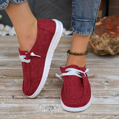 Women's Solid Canvas Shoes Casual Lace Up Outdoor Shoes Lightweight Low Top