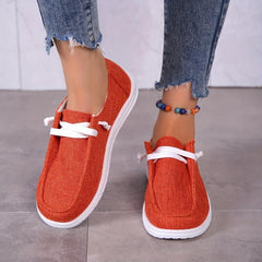 Women's Solid Canvas Shoes Casual Lace Up Outdoor Shoes Lightweight Low Top
