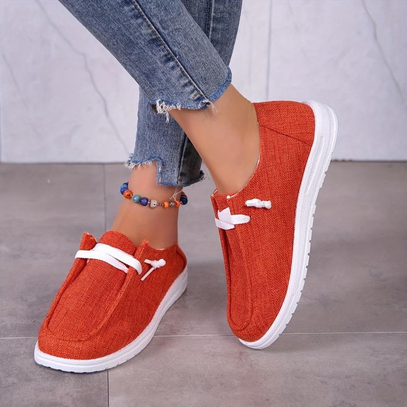 Women's Solid Canvas Shoes Casual Lace Up Outdoor Shoes Lightweight Low Top
