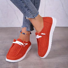 Women's Solid Canvas Shoes Casual Lace Up Outdoor Shoes Lightweight Low Top