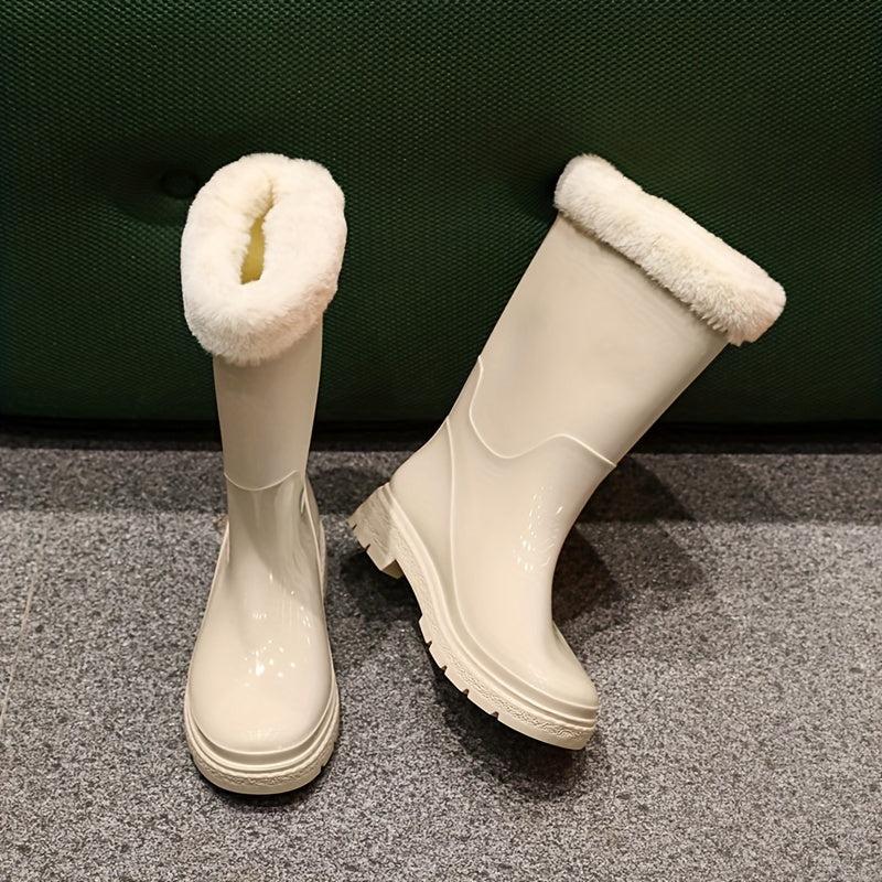 Women's Cremy Mid Calf Boots Fleece Liner Rain Boots
