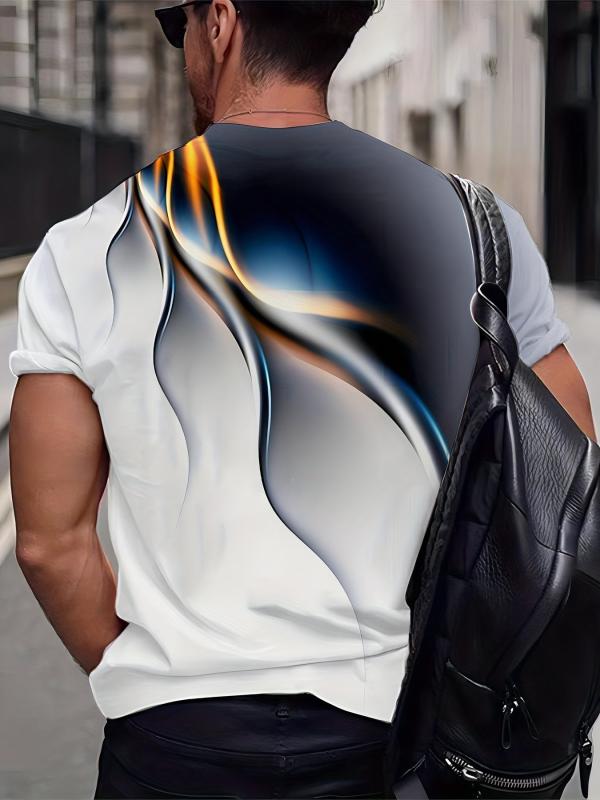Men's Flame Graphic T shirt Comfy 3D Print Stretch Crew Neck Tee