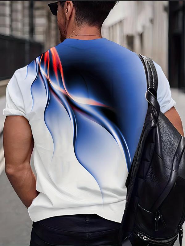 Men's Flame Graphic T shirt Comfy 3D Print Stretch Crew Neck Tee