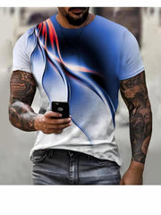 Men's Flame Graphic T shirt Comfy 3D Print Stretch Crew Neck Tee