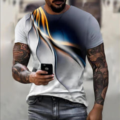 Men's Flame Graphic T shirt Comfy 3D Print Stretch Crew Neck Tee