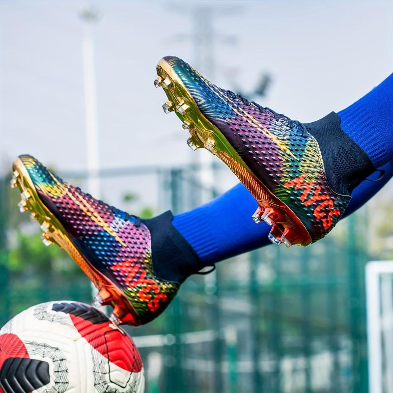 Kids Teenagers Unisex AG Cleat Football Boots Anti-skid Breathable Lace Up Shoes