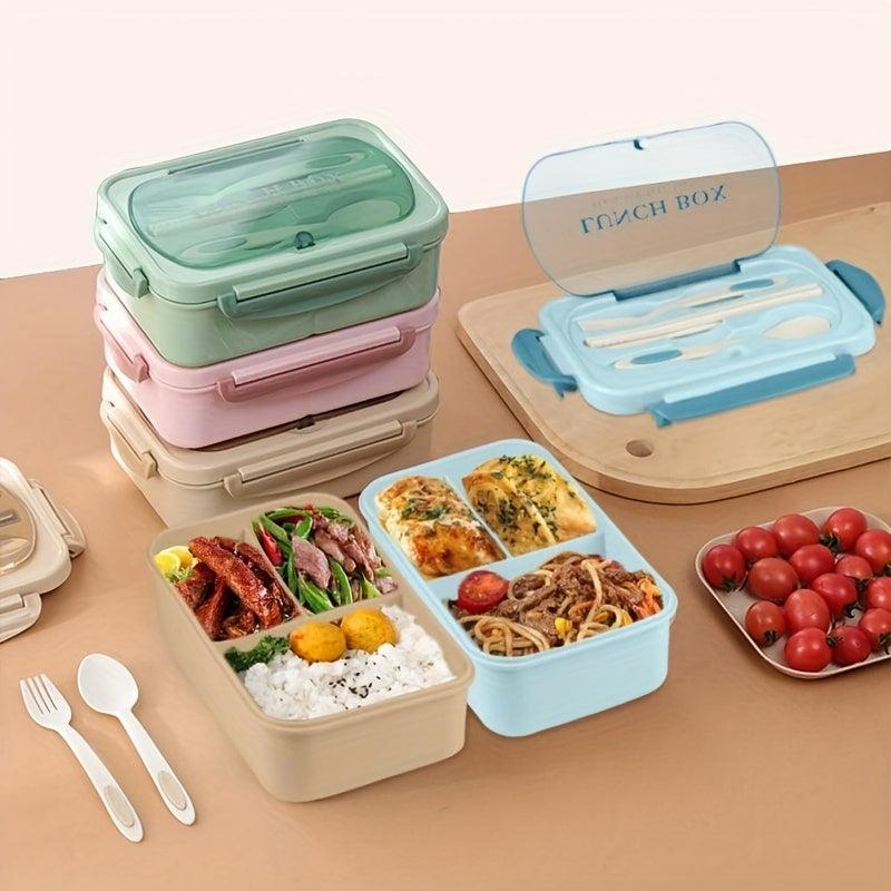 6pcs Lunch Box Set with Insulated Bag, Fork, Chopsticks - Large Capacity 1200ml