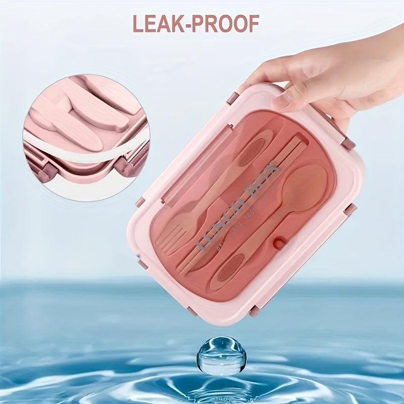 6pcs Lunch Box Set with Insulated Bag, Fork, Chopsticks - Large Capacity 1200ml