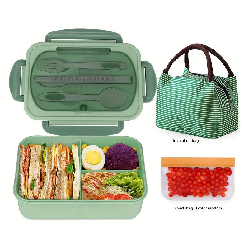 6pcs Lunch Box Set with Insulated Bag, Fork, Chopsticks - Large Capacity 1200ml