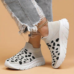 Leopard Print Lightweight Running Shoes Breathable Outdoor Sneakers