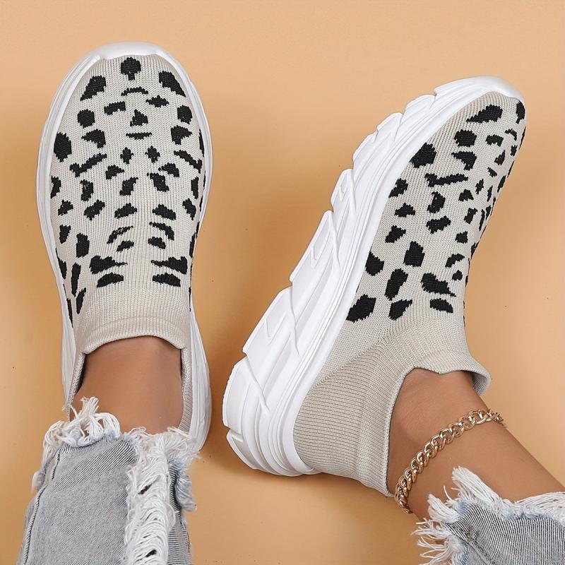 Leopard Print Lightweight Running Shoes Breathable Outdoor Sneakers