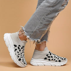 Leopard Print Lightweight Running Shoes Breathable Outdoor Sneakers