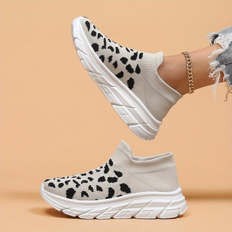 Leopard Print Lightweight Running Shoes Breathable Outdoor Sneakers
