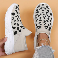 Leopard Print Lightweight Running Shoes Breathable Outdoor Sneakers