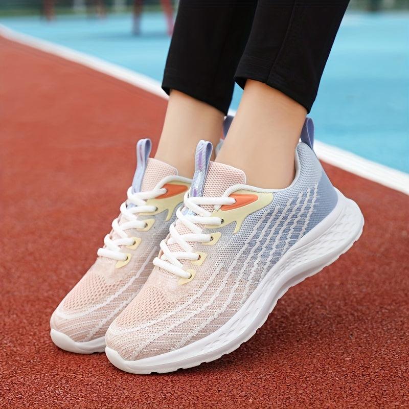 Women's Lightweight Sports Shoes Stripe Knitted Running Shoes