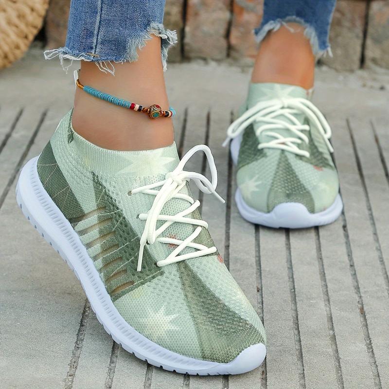 Christmas Pattern Soft Mesh Sneakers Lightweight Breathable Shoes