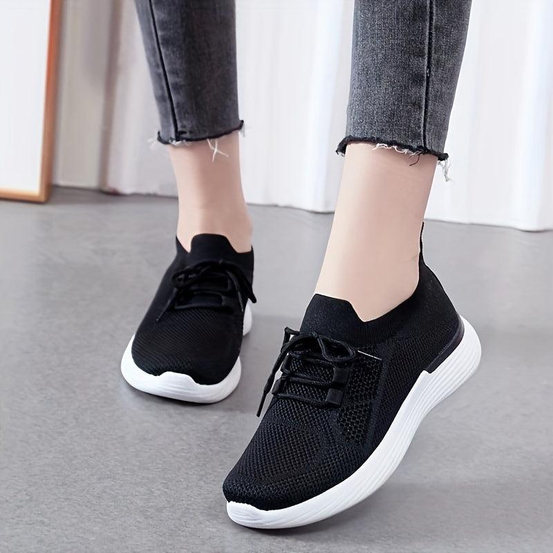 Women's Casual Mesh Sneakers Lace-up Breathable Anti-slip Running Shoes