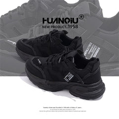 HUANQIU Lace-up Mesh Chunky Sneakers Platform Dad Shoes
