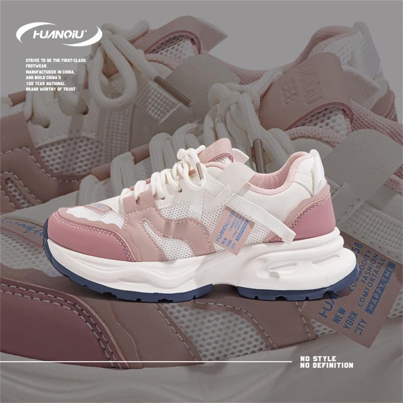 HUANQIU Lace-up Mesh Chunky Sneakers Platform Dad Shoes