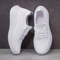 Soft Thick Sole Shock Absorption Mesh Breathable Flying Woven Shoes