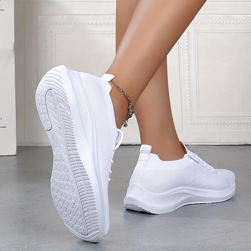 Soft Thick Sole Shock Absorption Mesh Breathable Flying Woven Shoes