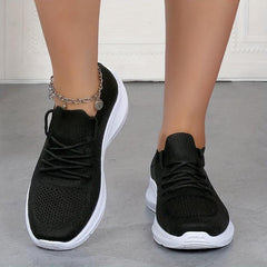 Soft Thick Sole Shock Absorption Mesh Breathable Flying Woven Shoes