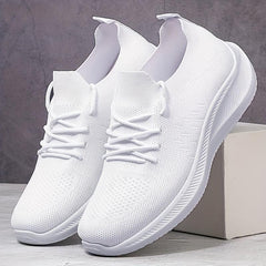 Soft Thick Sole Shock Absorption Mesh Breathable Flying Woven Shoes
