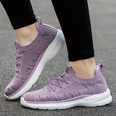 Women's Breathable Mesh Sneakers Lace up Sporty Non slip Outdoor Running Shoes