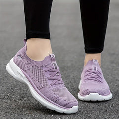 Women's Breathable Mesh Sneakers Lace up Sporty Non slip Outdoor Running Shoes