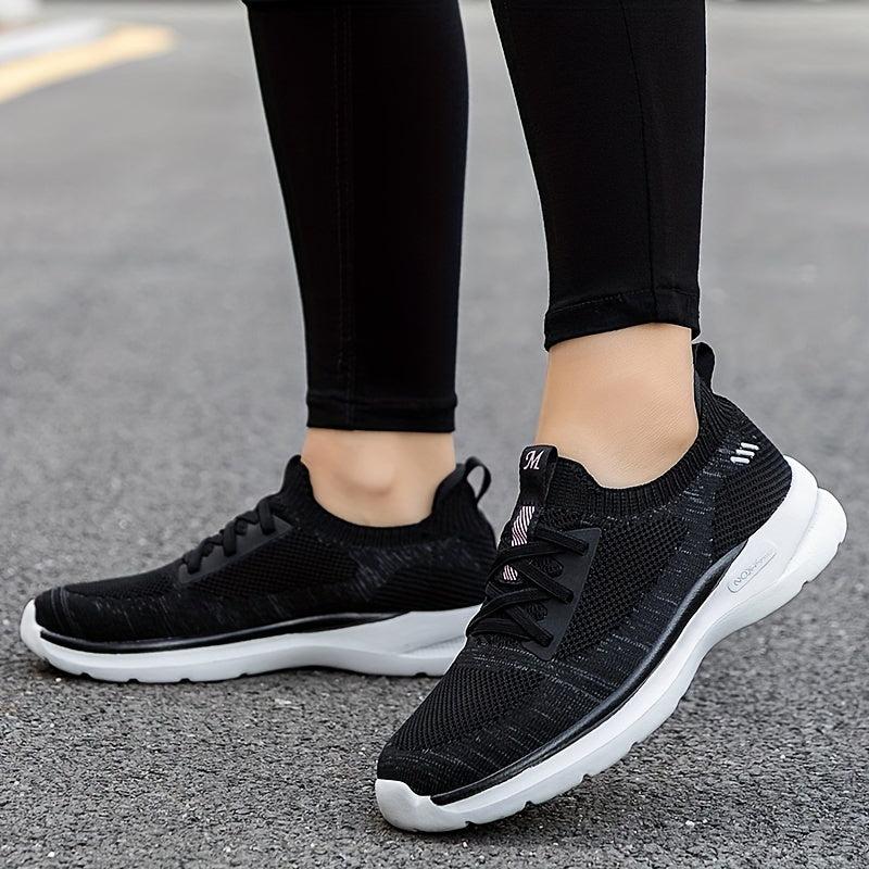 Women's Breathable Mesh Sneakers Lace up Sporty Non slip Outdoor Running Shoes