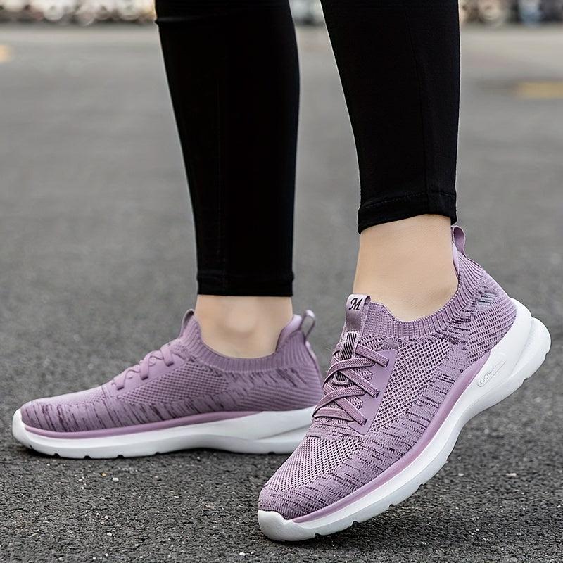 Women's Breathable Mesh Sneakers Lace up Sporty Non slip Outdoor Running Shoes