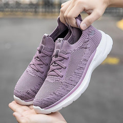 Women's Breathable Mesh Sneakers Lace up Sporty Non slip Outdoor Running Shoes