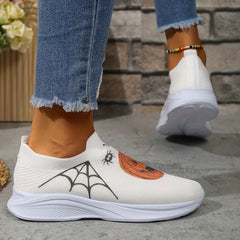 Wacky Pumpkin Ghost Print Running Shoes