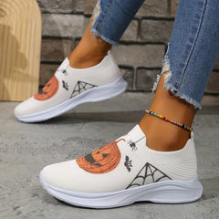 Wacky Pumpkin Ghost Print Running Shoes