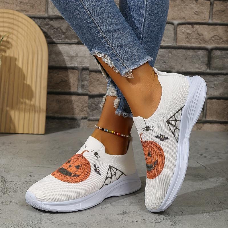 Wacky Pumpkin Ghost Print Running Shoes