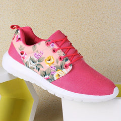 Floral Print Mesh Running Shoes Comfortable Cushioning Sneakers