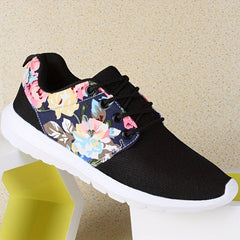 Floral Print Mesh Running Shoes Comfortable Cushioning Sneakers