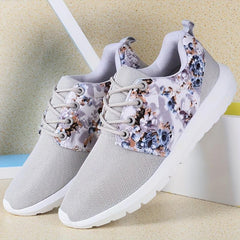 Floral Print Mesh Running Shoes Comfortable Cushioning Sneakers