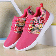 Floral Print Mesh Running Shoes Comfortable Cushioning Sneakers