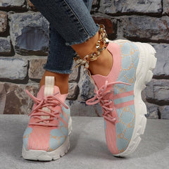 Women's Lace up Chunky Sneakers Lightweight Running Shoes